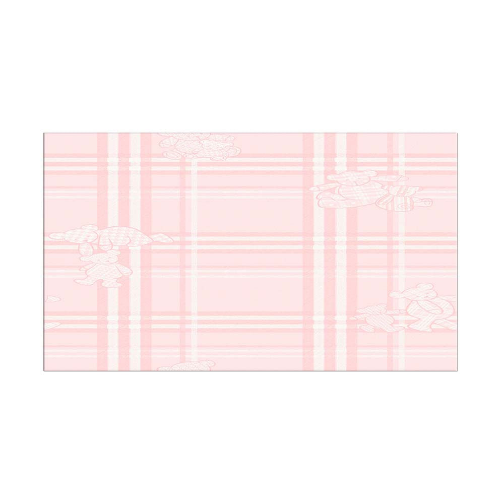 Papel de parede xadrez infantil rosa com ursos Henrique 52cm x 10m vinilico