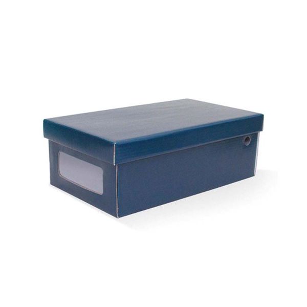 Caixa organizadora com visor retangular para sapato azul Boxmania