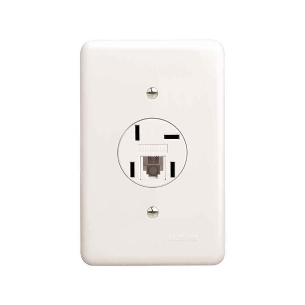 Tomada para telefone RJ11 Bari branca com placa Alumbra