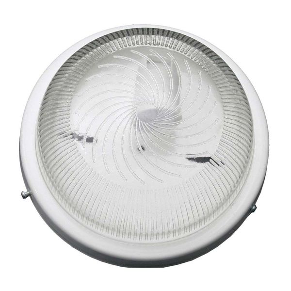 Plafon para 1 lâmpada Raiado sem grade e com vidro transparente branco Joanto