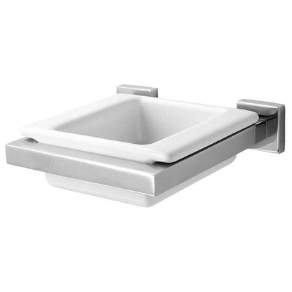 Saboneteira cromada para parede com louça Quadratta Deca