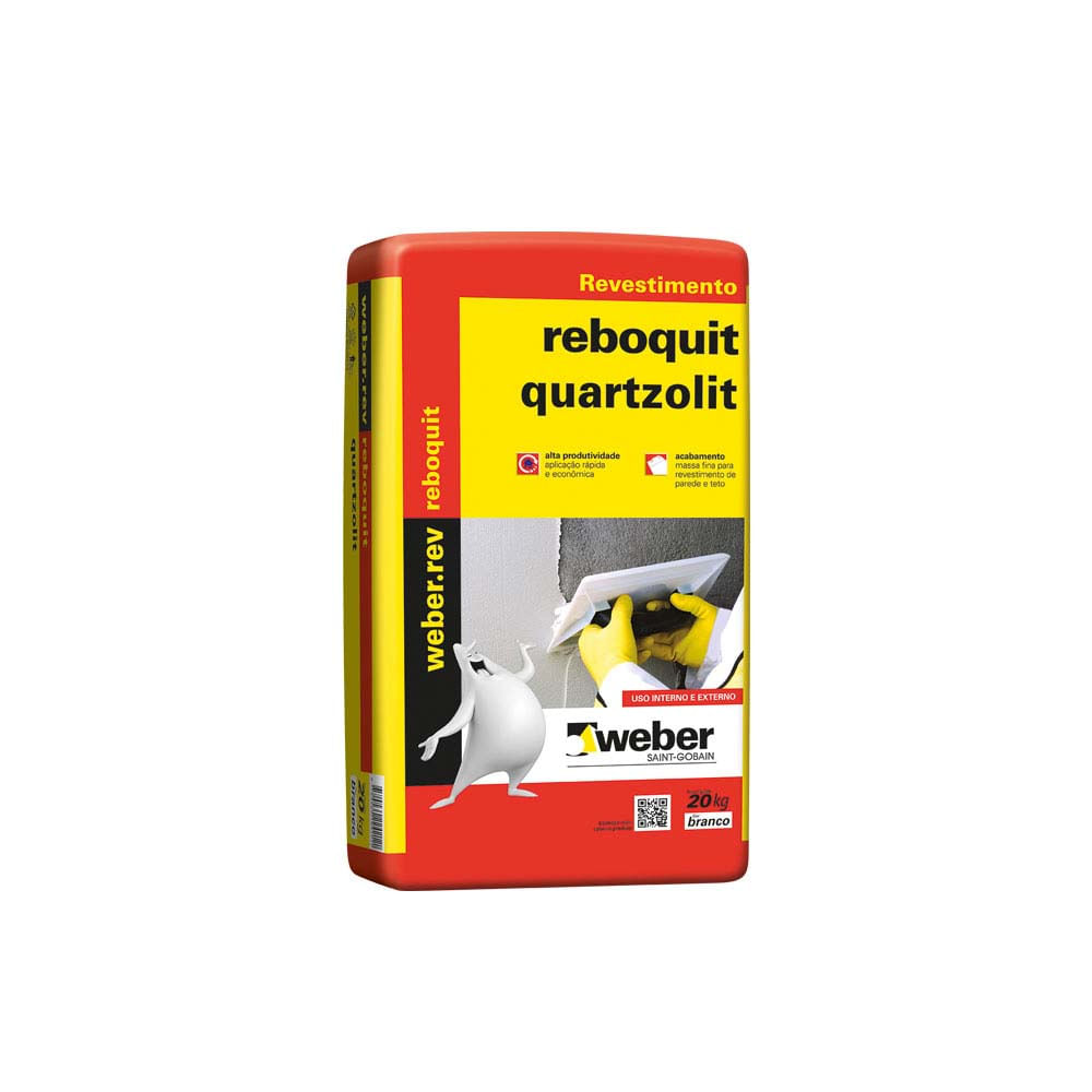 Argamassa Quartzolit para uso Interno Reboco Reboquit 20Kg Branco