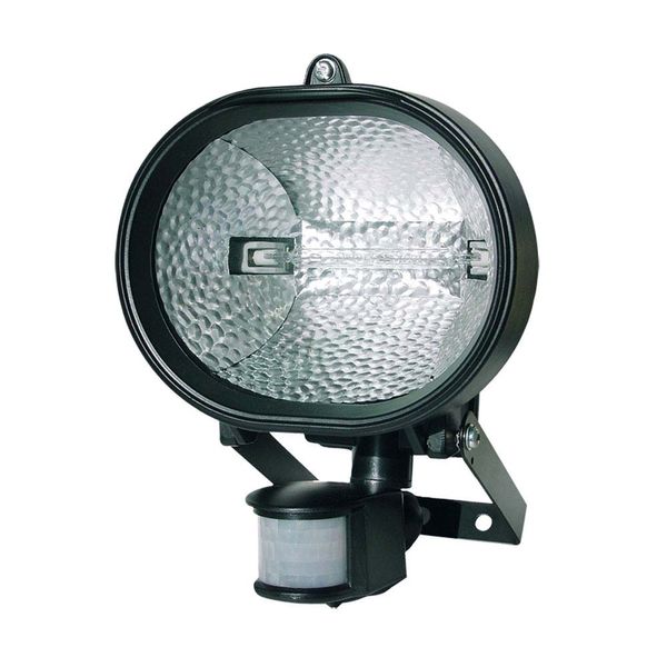 Refletor oval para lâmpada halógena 500W bivolt preto com sensor de presença Key West