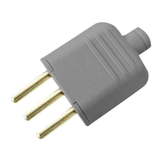 Plugue 2 polos 10A 180º cinza Margirius