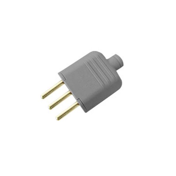 Plugue 2P T 10A 180º cinza Margirius