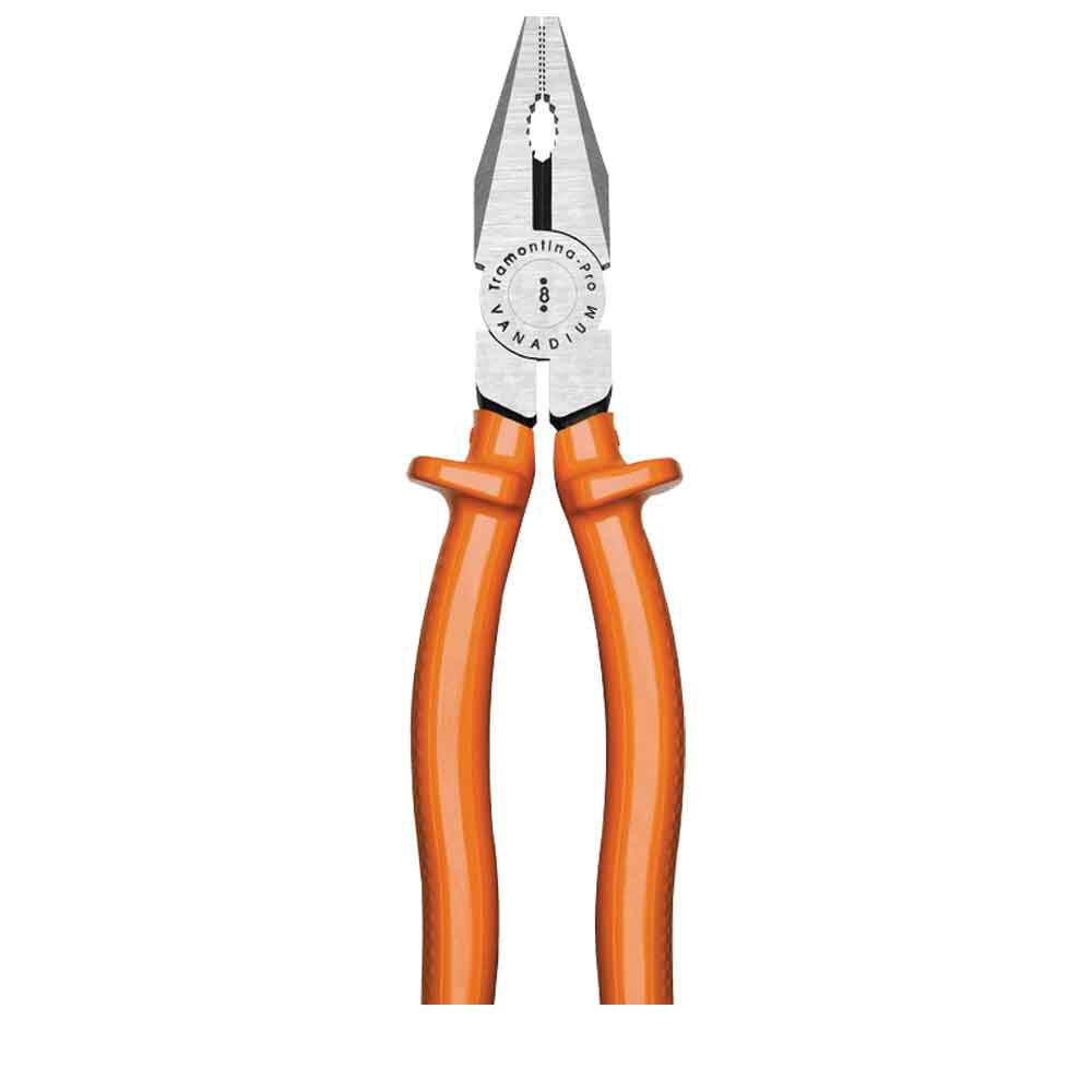 Alicate Universal Pro 8” Forjado Em Aço Cromado Vanádio Empunhadura Isolada PVC Laranja 44000108 Tramontina