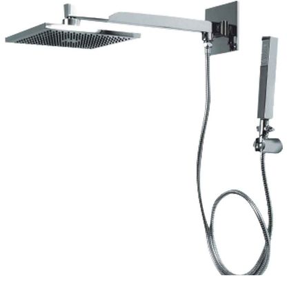 Ducha quadrada N_ 15206 com desviador e ducha manual cromada Deca