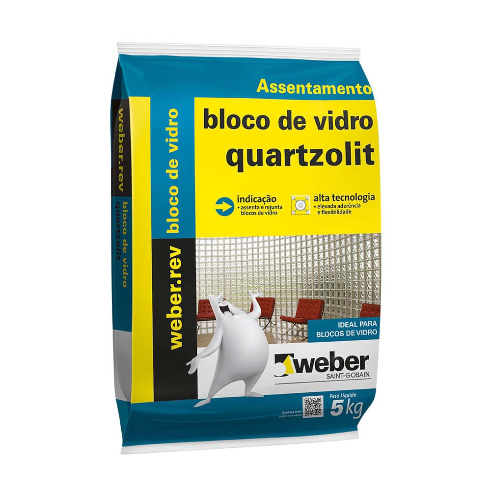 Decore a sua casa com tijolos de vidro e tenha ainda mais iluminação 11 Argamassa Fermaglass para Bloco de Vidro 5Kg branca Quartzolit