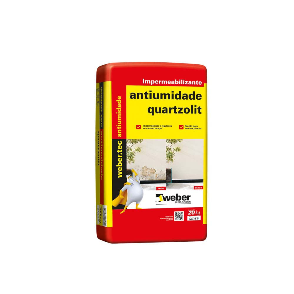 5 dicas para como diminuir a umidade no banheiro 2 Argamassa anti umidade 20kg cinza Quartzolit