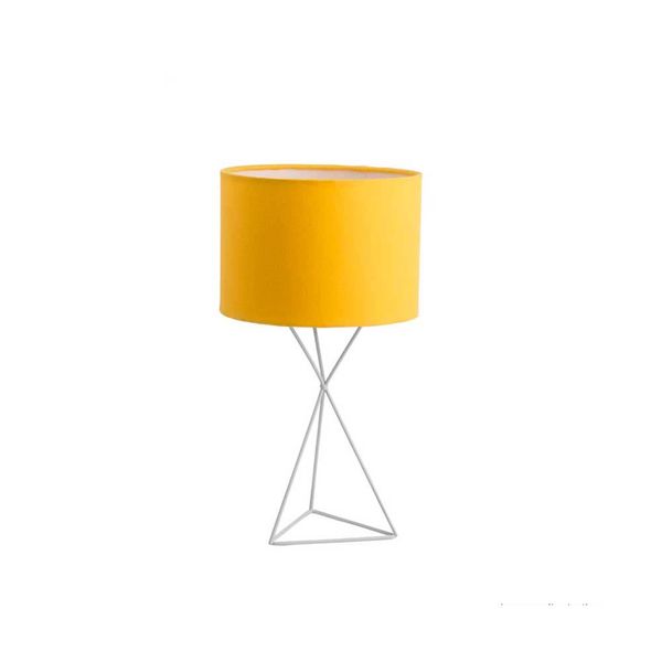 Luminária de mesa base triangular40W E27 amarela LS Ilumina