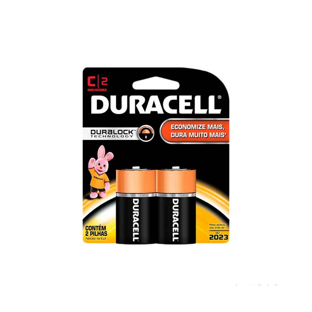 Pilha alcalina media com 2 unidades Duracell