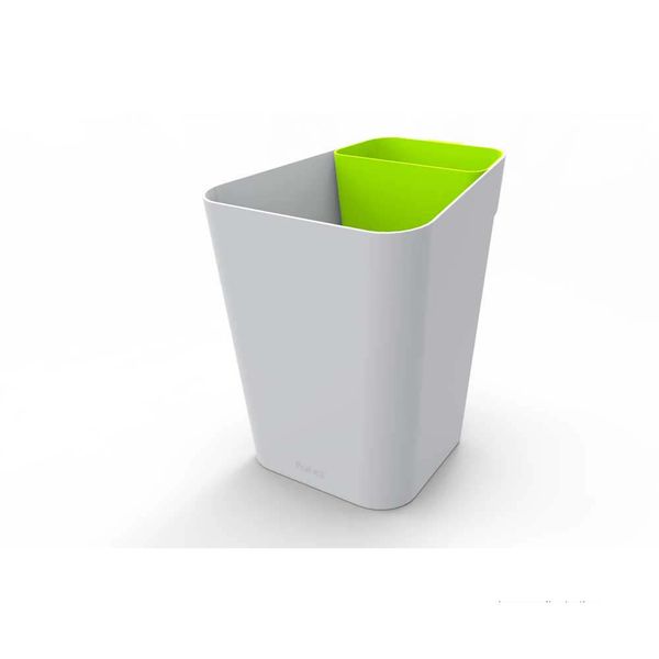 Lixeira cinza 10L com pote verde Prat-k