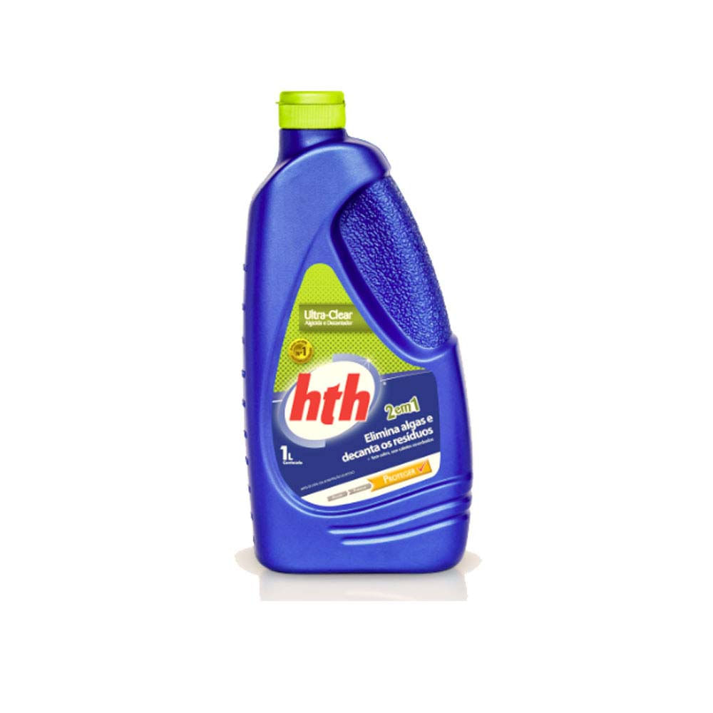Tudo que você precisa saber para limpar a piscina da sua casa 12 Algicida para piscina e decantador Ultraclear 1 litro HTH