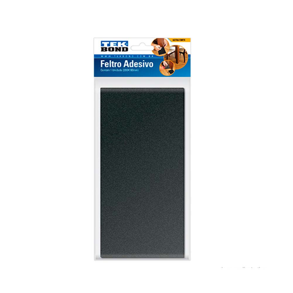 Feltro retangular 20x10cm com 1 unidade preto Tekbond (7898472262285)
