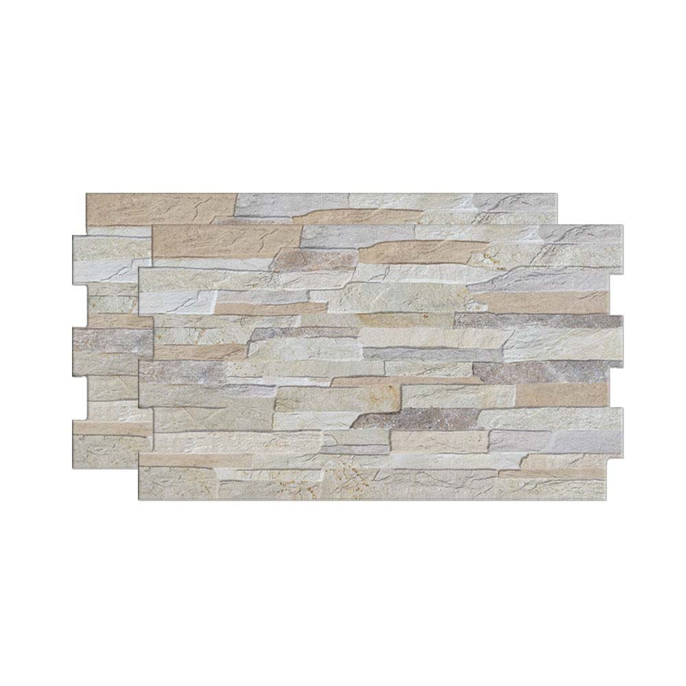 Área gourmet: tudo o que você precisa saber para montar a sua 2 Revestimento de parede HD Oasis Topazio brilhante bold 31x54cm cinza e bege Savane