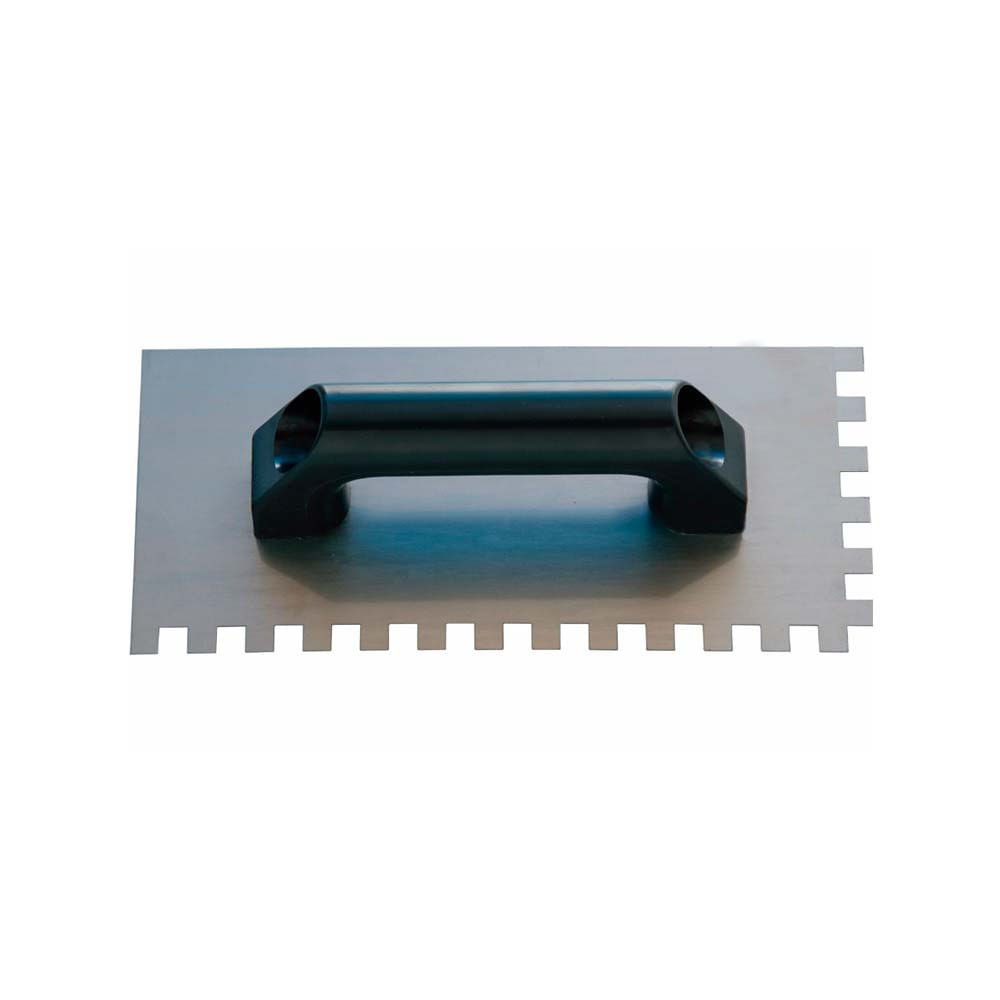 Desempenadeira de aco 26cm dentada 10x10mm com cabo plastico