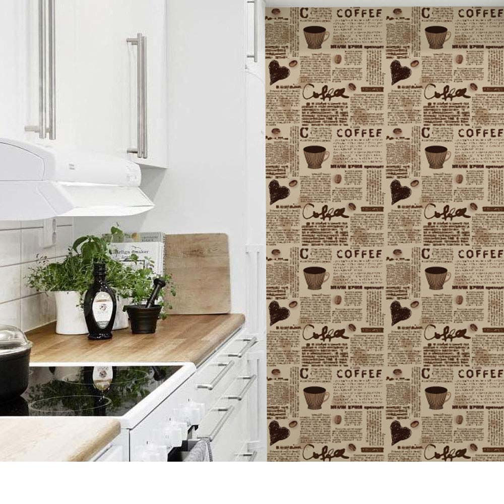Saiba como montar um cantinho do café na sua casa 15 Adesivo de parede cafe vintage 44cm x 3 metros Grudado Adesivos