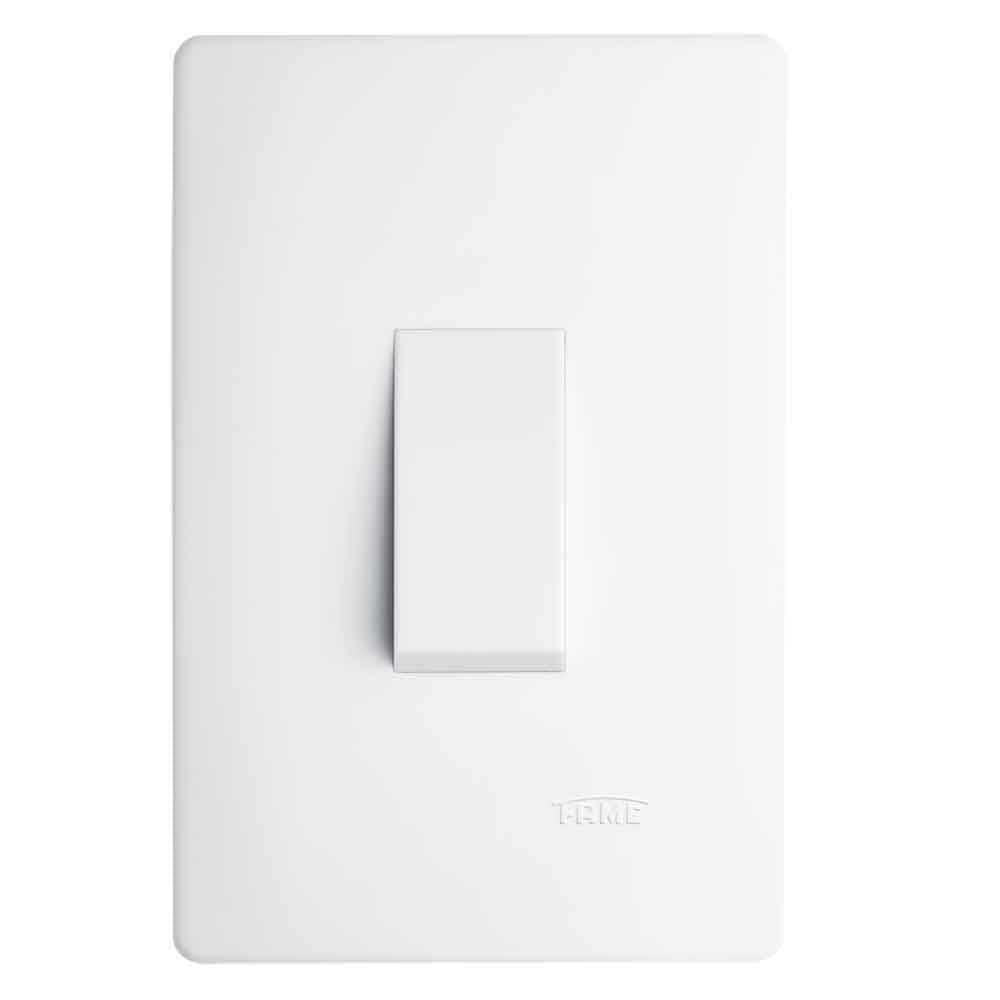 Principais tipos de interruptores de luz que podem ser instalados em casa 8 Interruptor simples 10A 250V com placa vertical Habitat Fame