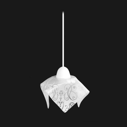 Pendente de Vidro Tulipa Auremar 1 Lâmpada Fluorescente Compacta Floral Branco