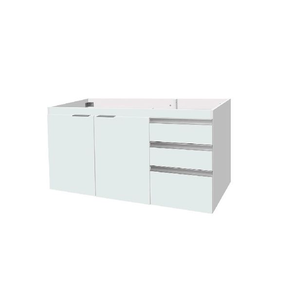 Gabinete Para Pia Blu 120Cm Branco Com Porta E Gavetas Brancas Bumi
