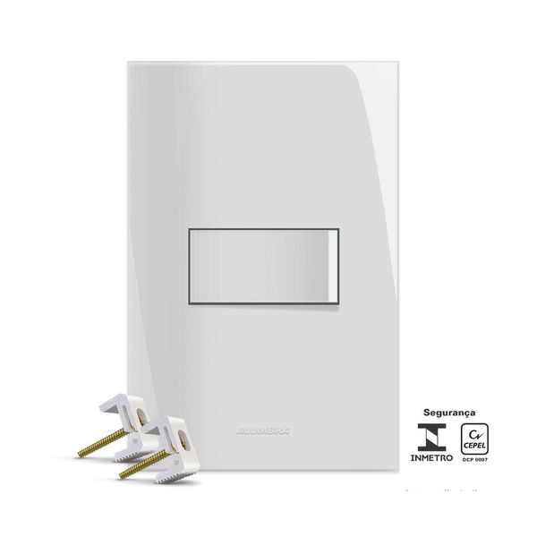 Conjunto montado de interruptor 4x2 simples com placa branco Inova Alumbra