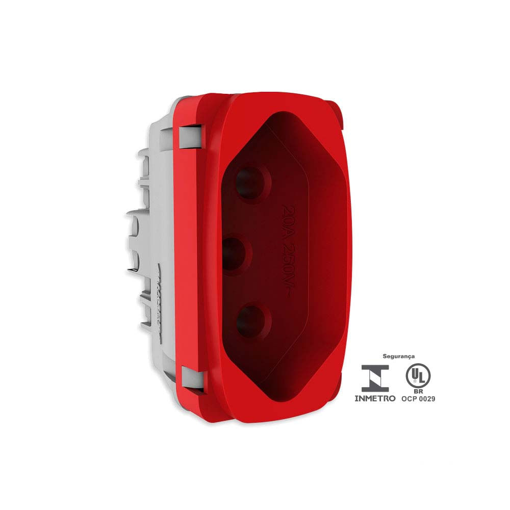 Conheça a altura-padrão para instalar tomadas 4 Tomara 2P T 20A Gracia vermelha Alumbra