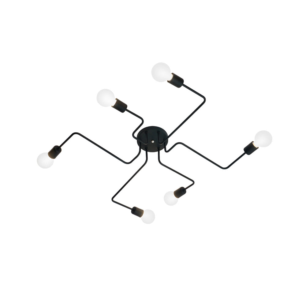 Entenda melhor sobre iluminação direta, indireta e linear 12 Plafon de sobrepor para 6 lampadas E27 60w preto Auremar