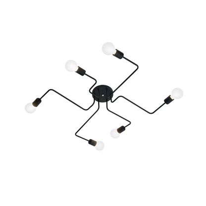 Plafon de sobrepor Auremar para 6 lâmpadas E27 60w preto