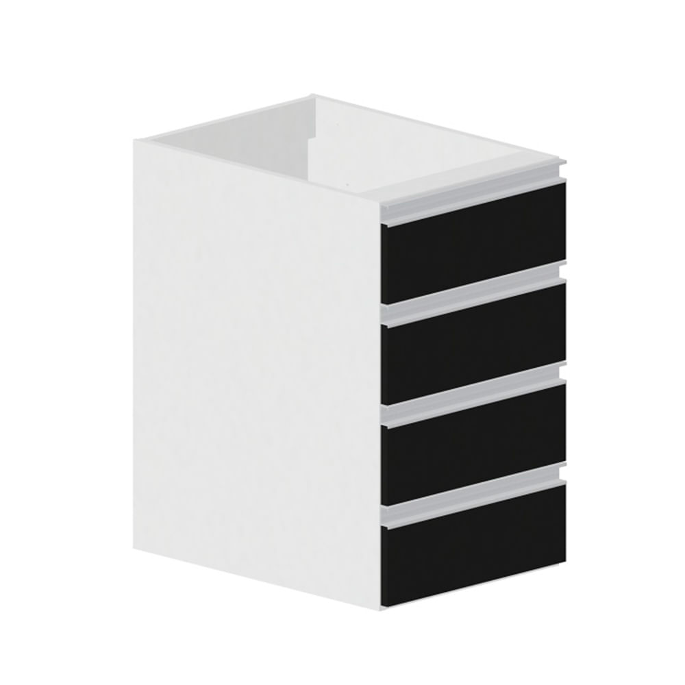 Cozinha americana: integração e modernidade em um só ambiente 9 Balcao gaveteiro para cozinha com 4 gavetas 1589 40x565cm preto Bonatto