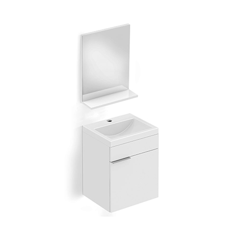 Saiba onde comprar móveis planejados para a sua casa 8 Gabinete de banheiro com lavatorio e espelheira Like 34x41cm branco Celite