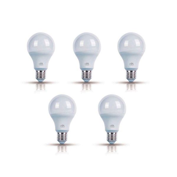 Kit com 5 lâmpadas LED Bulbo E27 multivolt 7W 6500K 700lm OL