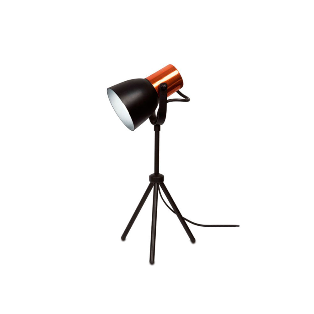 5 inspirações de luminárias de mesa para decorar escritório 6 Luminária de mesa E27 preto e cobre City Spot Line | Telhanorte