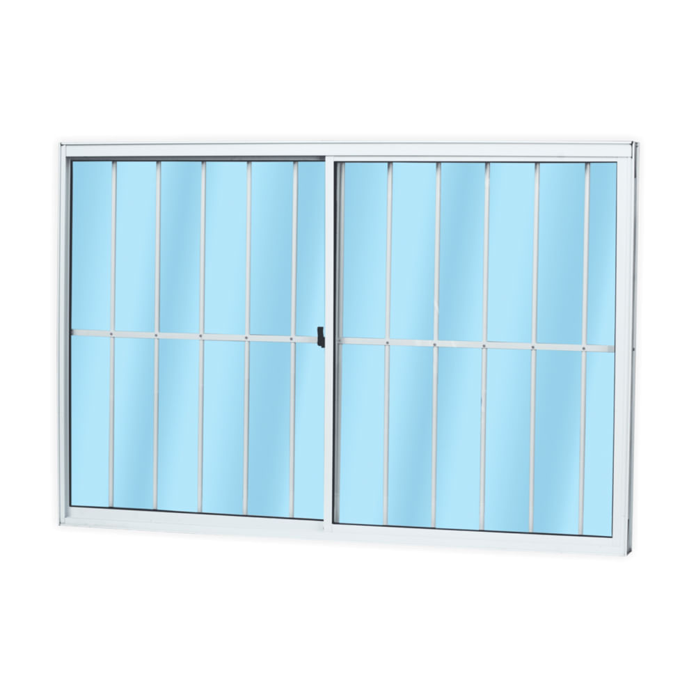 Janela De Correr De Aluminio 2 Folhas Com Grade Mgm Soft 100x150cm Branco Telhanorte