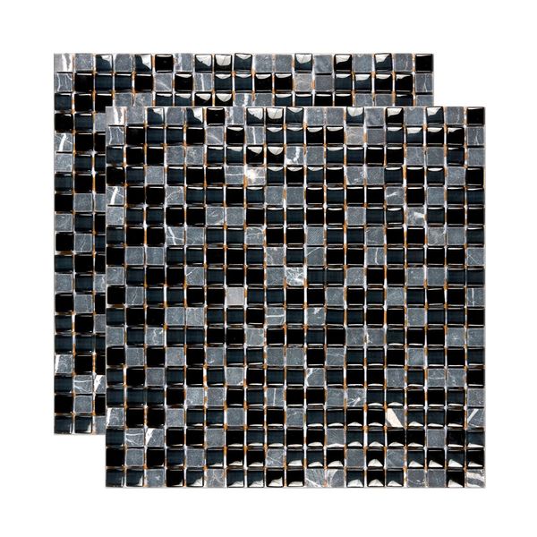 Pastilha de mármore e vidro 30x30cm preto Glass Mosaic