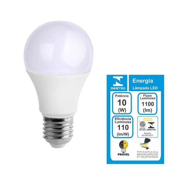 Lâmpada LED A60 10W 6000K 127/220V branca Ecoforce
