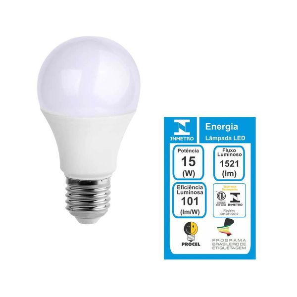 Lâmpada LED A60 15W 6000K 127/220V branca Ecoforce