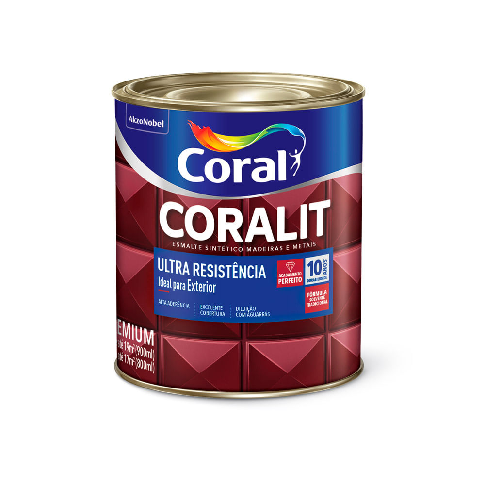 Conheça opções de tinta para madeira e escolha a ideal para a obra 9 Esmalte sintetico alto brilho Coralit Ultraresistencia colorado 900ml Coral 272