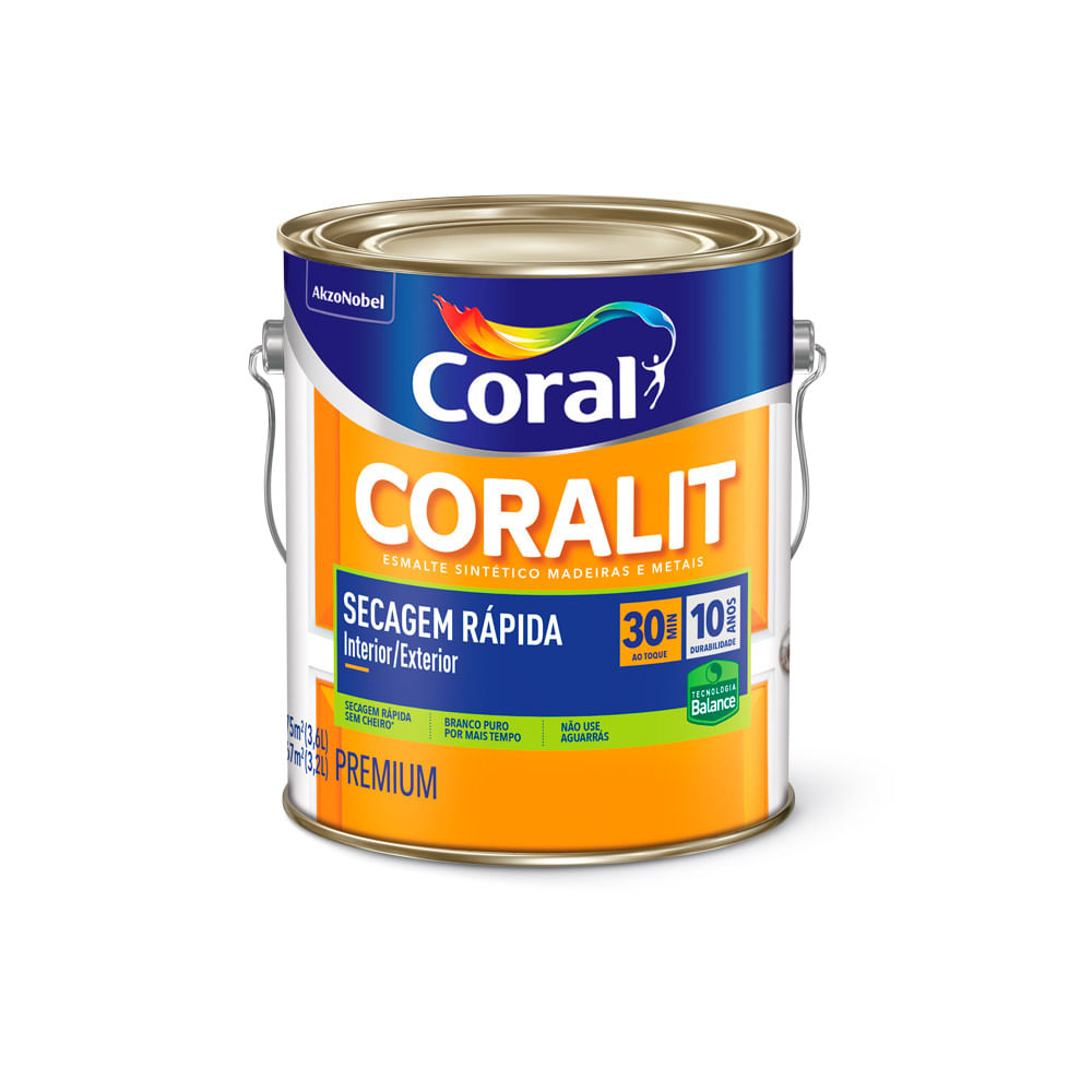 Esmalte acetinado Coralit Secagem Rapida Balance branco 36L Coral 577065