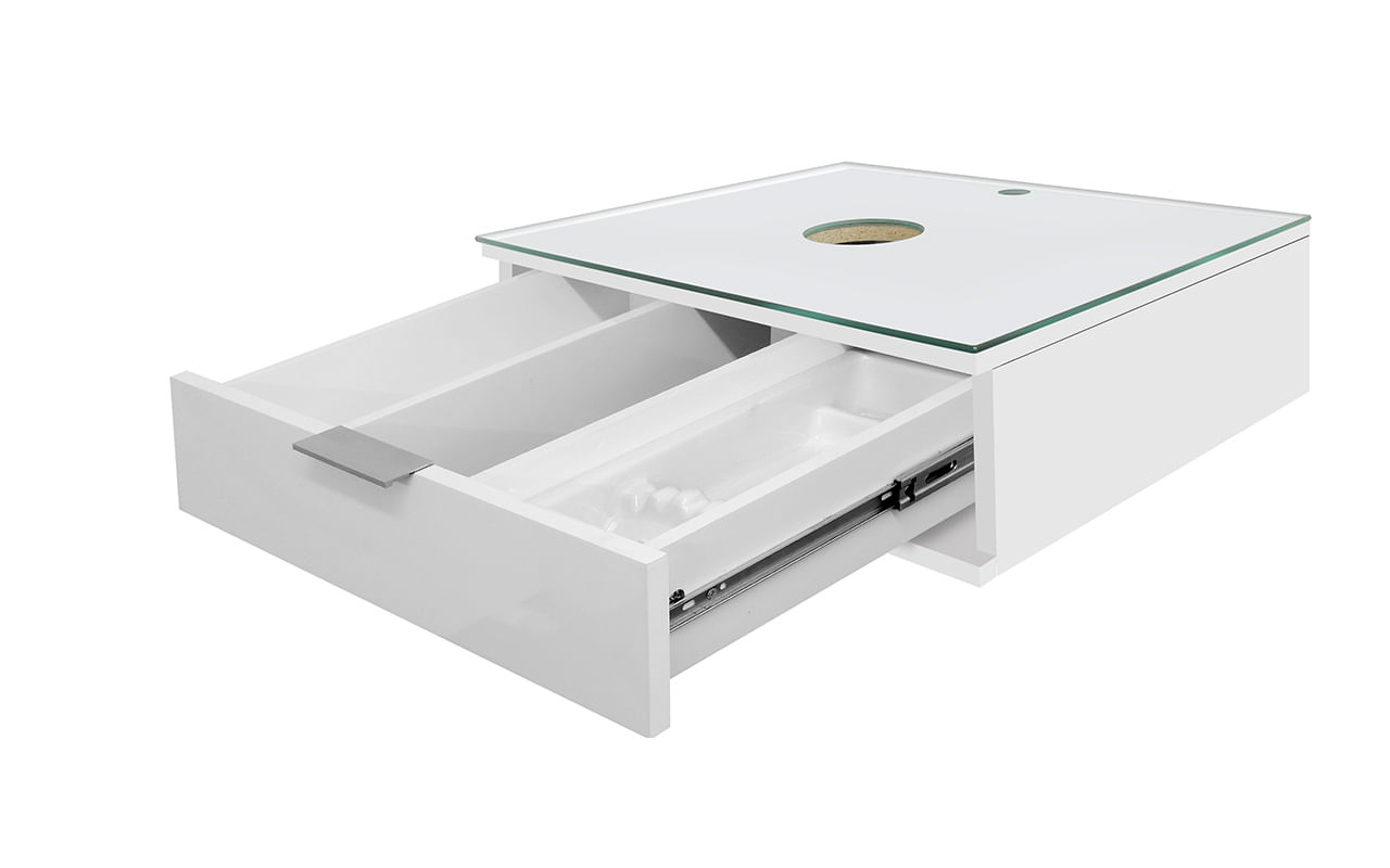 Em busca da solução ideal para o seu banheiro? 8 Bancada para banheiro branca de MDF Blu 60cm vidro com furo incolor Bumi 1386050