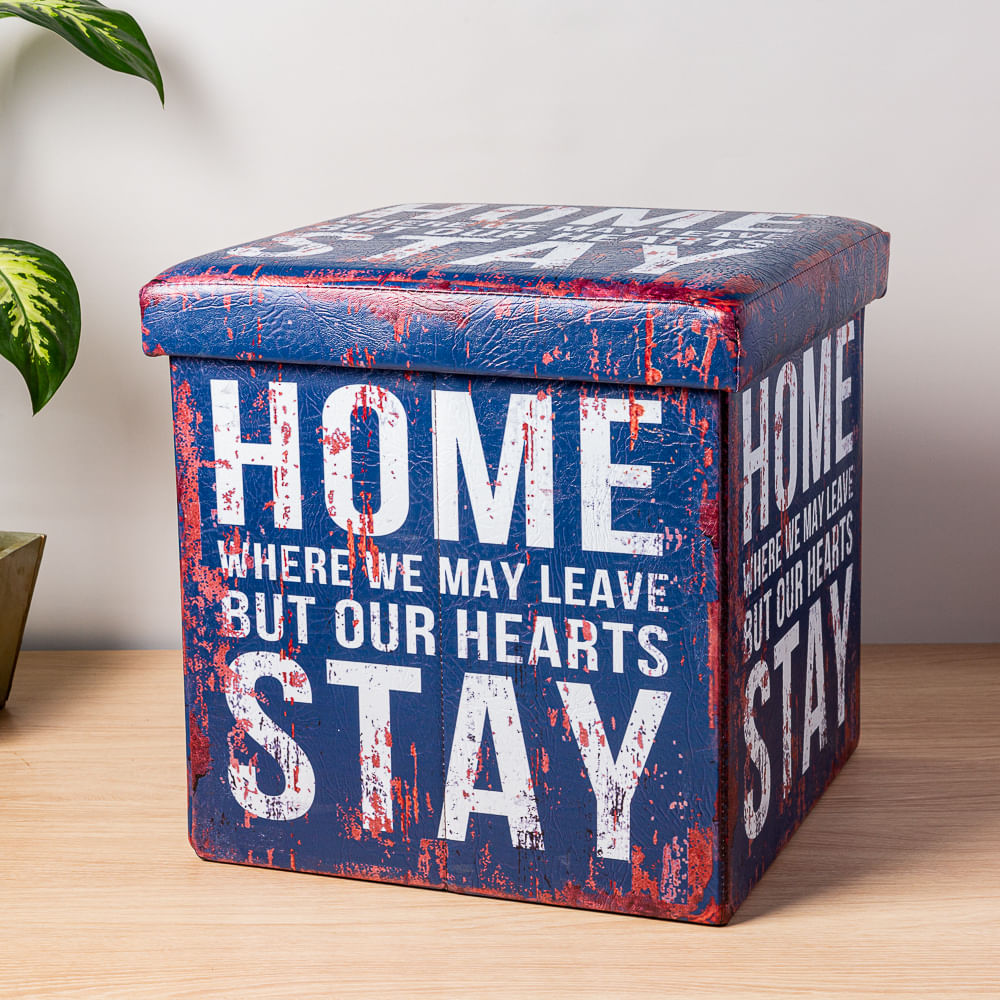 Ideias de como usar o puff quadrado na decoração da sua casa 16 Puff de PVC com tampa 38cm Home azul Coisas Coisinhas 1599658