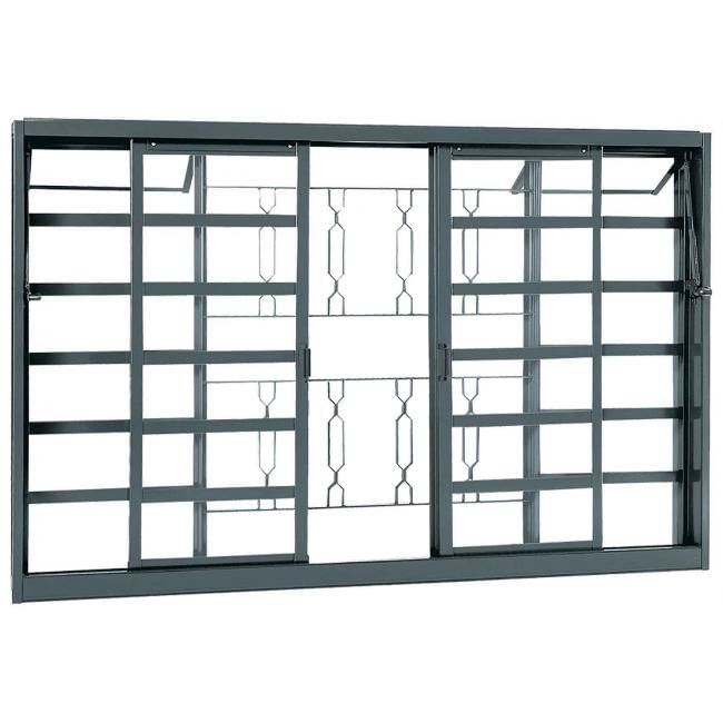 Janela De Correr 4 Folhas Belfort 100x120x8cm Com Grade Elo Sasazaki Telhanorte