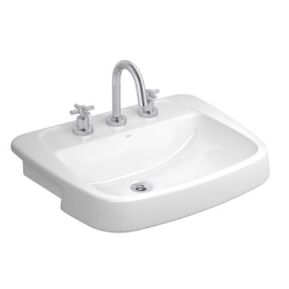 Lavatório de semi-encaixe com mesa Monte Carlo L82.17 gelo Deca