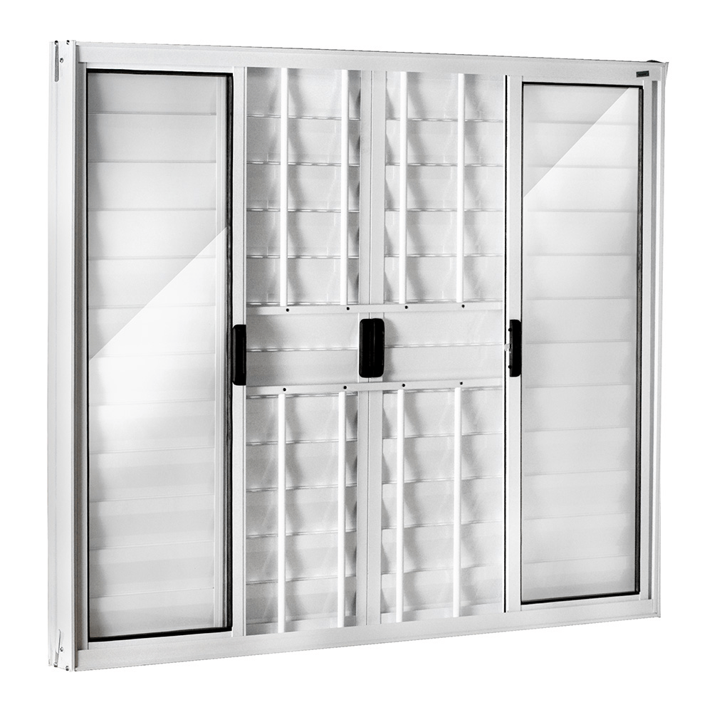 Descubra qual é o modelo de grade ideal para a sua janela 6 Janela Veneziana de Correr Abertura Central de Aluminio 6 Folhas com grade Ecosul Esquadrisul Alt 100Cm X Comp 120Cm Aluminio Branco 1640984