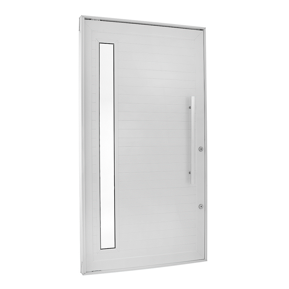 Saiba o que é porta pivotante de madeira e como usá-la 7 Porta Pivotante Direita com Puxador e Visor de Aluminio Topsul Esquadrisul Alt 220cm X Comp 120 cm Branco 1632515