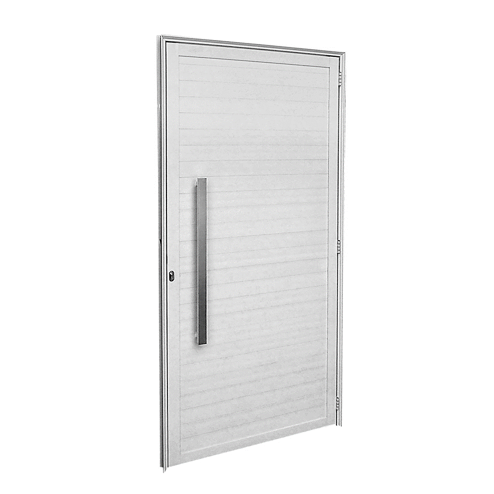 Dicas incríveis para te ajudar na escolha da porta de entrada 12 Porta Lambril Direita com Puxador de Aluminio Fortsul Plus Esquadrisul Alt 210cm X Comp 90 cm Branco 1639552