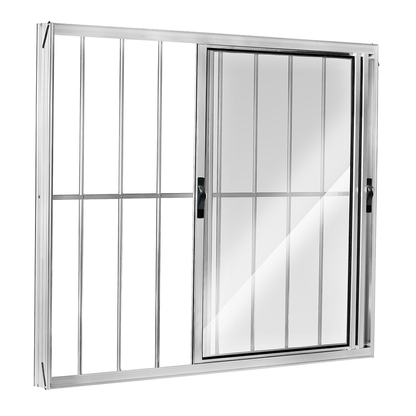 Janela Correr 2 Folhas Móveis comGrade 1,20X1,50 (Comp.X Larg.) Alumínio Brilho Esquadrisul