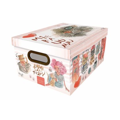 CAIXA ORGANIZADORA PROTEA ESTAMPADA GATO MEDIA