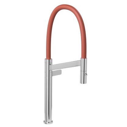 TORNEIRA DE MESA PARA COZINHA BICA ALTA COLORE - CROMADO E TERRACOTA - DECA